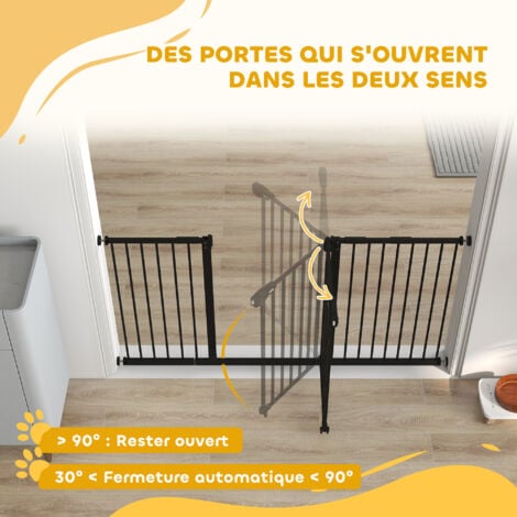 Barrière de sécurité longueur réglable porte double verrouillage sans perçage acier plastique noir