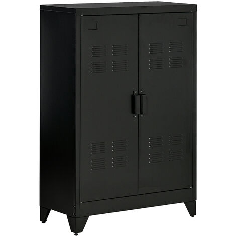 Homcom – Armoire de rangement métal 75L x 33l x 110H cm – 2 étagères réglables – Design industriel – Charge max 50 Kg