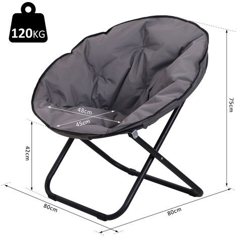 Loveuse fauteuil rond de jardin fauteuil lune papasan pliable grand confort 80L x 80l x 75H cm grand coussin fourni oxford gris