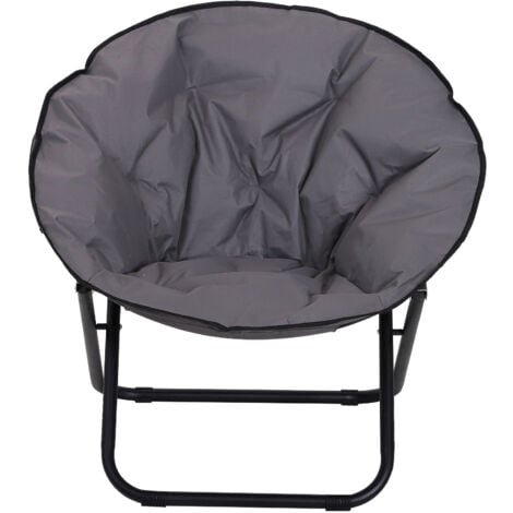 Loveuse fauteuil rond de jardin fauteuil lune papasan pliable grand confort 80L x 80l x 75H cm grand coussin fourni oxford gris