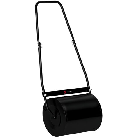 Outsunny – Rouleau à gazon en acier époxy anticorrosion – Poignée ergonomique – Diamètre 32 cm – Longueur 57 cm – Capacité 30 L – Noir
