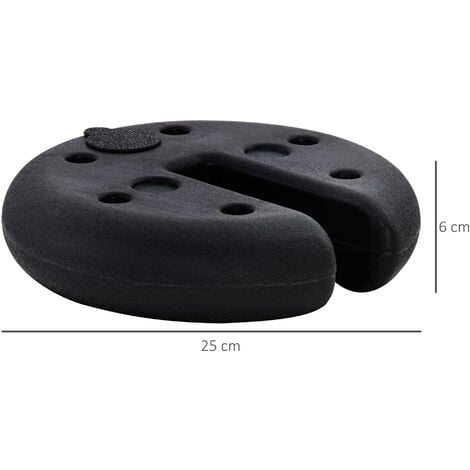Lot de 4 poids de lestage rond pour tonnelle barnum tente dim. Ø 25 x 6H cm HDPE noir