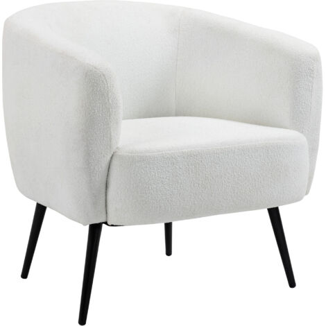 Homcom – Fauteuil relax tissu bouclette blanc – Dimensions 72x73x73cm – Confort optimal avec rembourrage épais – Design compact pour petits espaces