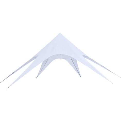 Tente de jardin XXL en étoile bâche anti-pluie voile d'ombrage toile de camping 10L x 10l x 4H m polyester haute densité 210D imperméable bleu clair