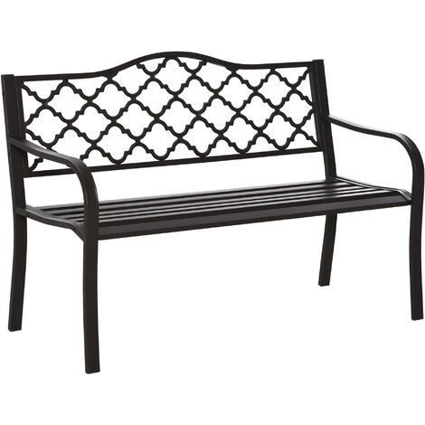 Banc 3 places de jardin terrasse style rural chic 128L x 60l x 89H cm métal époxy anticorrosion fonte brun