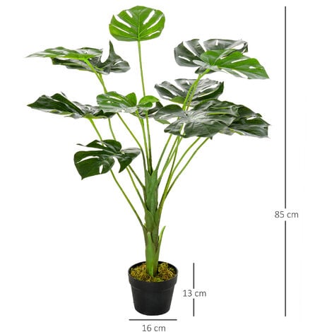 HOMCOM Arbre artificiel plante artificielle monstera H.1,2 m tronc branches  lichen feuilles de tortue grand réalisme pot inclus