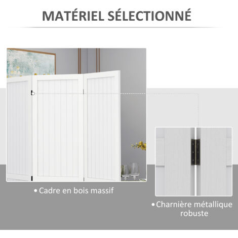 Paravent Intérieur 4 Panneaux Bois HOMCOM 170x160 Cm - Séparateur De Pièce Pliable Motif Rotin