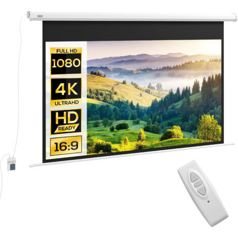 Écran De Projection Motorisé 60 Pouces 16:9 - 4K/HD Compatible - Télécommande Incluse - Pour Salon, Bureau, Salle De Classe