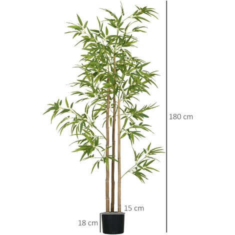 Bambou artificiel hauteur 1,2 m 369 feuilles denses réalistes pot