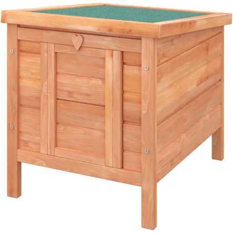 Clapier de sol niche enclos pour lapin porte rampe verrouillable 2 en 1 toit ouvrant bitumé bois sapin pré-huilé