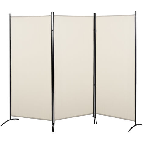 Homcom – Paravent 3 panneaux sur pied brise-vue autoportant – Métal époxy anticorrosion – Polyester haute densité 160 g/m² – Dimensions 253L x 50l x 182H cm