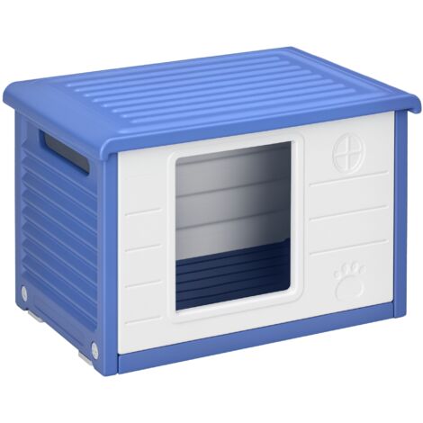 Niche pour chien design - dim. 60L x 42l x 40Hcm - PE bleu blanc