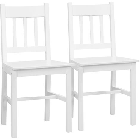 Homcom – Lot de 2 chaises de salle à manger en bois de pin blanc – Dossier ajouré à lattes – Dimensions 41x46,5x85,5 cm – Charge max 120 kg (1/5)