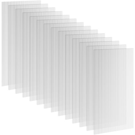 Outsunny – Lot de 14 panneaux en polycarbonate alvéolaire 4 mm transparent – Dimensions 121L x 61l cm – Isolation thermique et protection UV