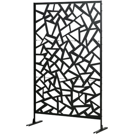 Panneau décoratif extérieur métal - brise vue motif graphique - visserie incluse - dim. 122L x 45l x 198H cm - acier thermolaqué noir