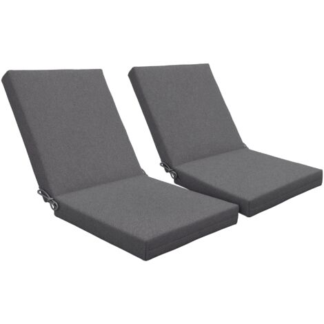 Outsunny – Lot de 2 coussins galettes de chaise – dimensions 112L x 51l x ép. 8 cm – polyester déperlant hydrofuge – attaches de fixation