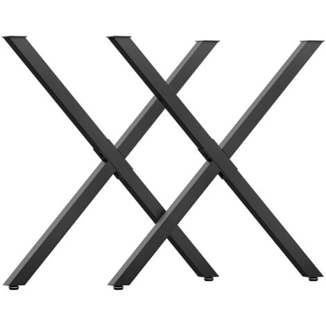 Homcom – Pieds de table en acier noir – Lot de 2 – Charge max 40 kg – Dimensions 70x8x72 cm – Patins antidérapants inclus