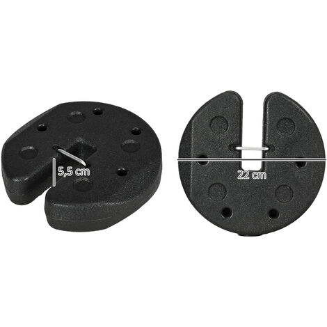 Lot de 4 poids de lestage pour tonnelle barnum tente dim. Ø 22 x 5,5H cm HDPE noir
