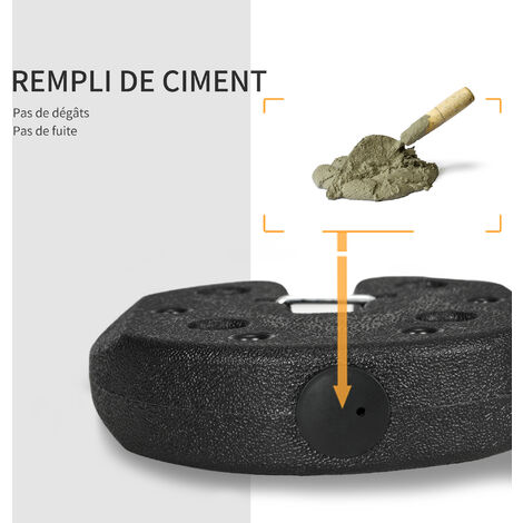 Lot de 4 poids de lestage pour tonnelle barnum tente dim. Ø 22 x 5,5H cm HDPE noir