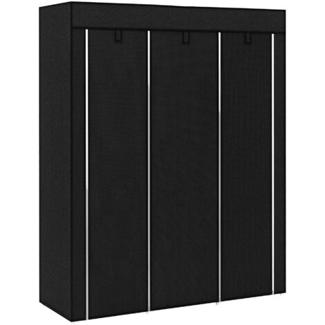 Homcom – Armoire penderie multi-rangement 8 étagères – Dimensions 125L x 43P x 162,5H cm – Acier noir et tissu non tissé – Charge max 55 kg (1/5)