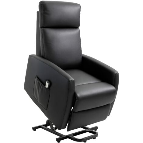 Homcom – Fauteuil de relaxation électrique inclinable avec repose-pieds ajustable – Revêtement synthétique PU noir – Dimensions assise 48x50x48 cm (1/5)