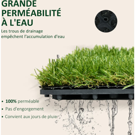 Outsunny Gazon synthétique Artificiel Set de 10 Dalles Carreaux 30 x 30 cm épaisseur Confort 3 cm à emboîter Vert Outsunny Gazon synthétique Artificiel Set de 10 Dalles Carreaux 30 x 30 cm épaisseur Confort 3 cm à emboîter Vert