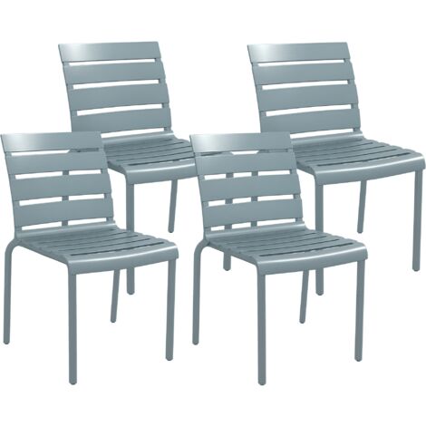 Outsunny – Lot de 4 chaises de jardin empilables en polypropylène – Assise à lattes pour évacuation eau – Hauteur d'assise 46 cm – Charge max 120 kg (1/5)