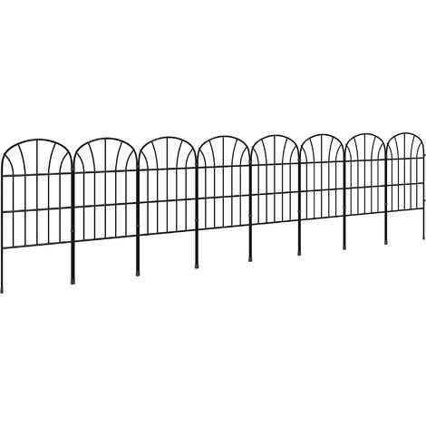 Lot de 8 clôtures de jardin décoratives avec ornements métal noir