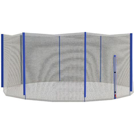 Filet de protection pour trampoline Ø 366 cm – Entrée zippée – 8 poteaux – Polyéthylène résistant aux intempéries – Installation facile