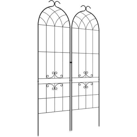 Lot de 2 treillis de jardin support pour plantes grimpantes métal noir