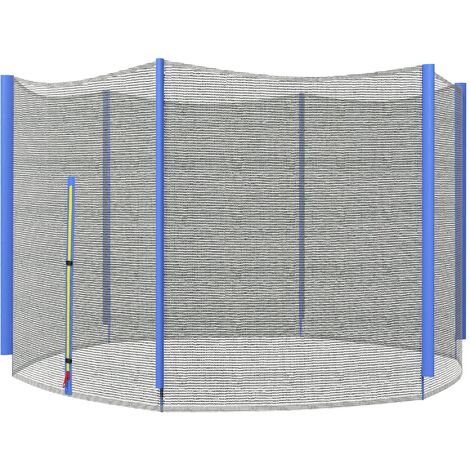 Filet de protection pour trampoline Ø 305 cm – 6 poteaux droits – Polyéthylène résistant aux intempéries – Porte à fermeture éclair 120 cm
