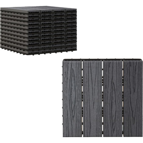 Caillebotis - dalles terrasse - lot de 11 - clipsables, installation très simple - lamelles composite aspect bois gris