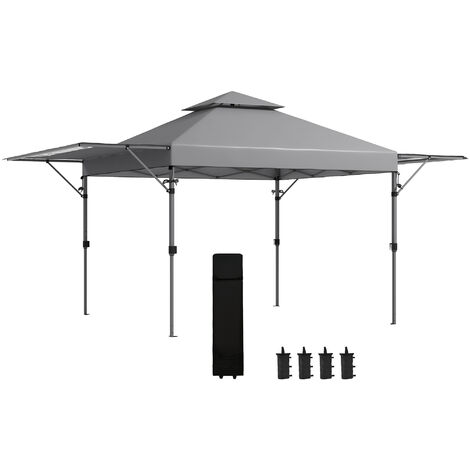 Outsunny – Tonnelle pliante double toit 500x300x290cm – Acier et tissu Oxford – Protection UV 30+ – Sac de transport inclus