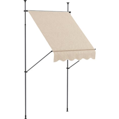 Store banne autoportant manuel rétractable 1,5L x 1,2l x 2,1-3H m inclinaison réglable métal alu polyester sable