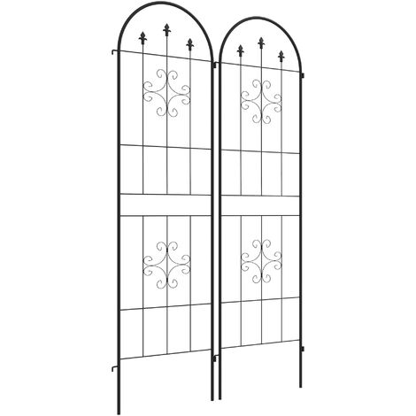 Lot de 2 treillis de jardin support pour plantes grimpantes acier noir