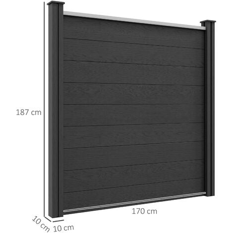 Clôture de jardin brise vue occultant modulable WPC bois composite alu gris
