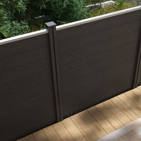 Clôture de jardin brise vue occultant modulable WPC bois composite alu gris