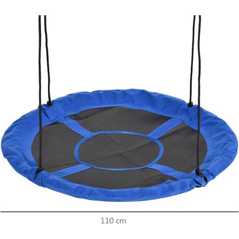 Balançoire nid d'oiseau ronde Ø 110 cm 4 anneaux inclus bleu
