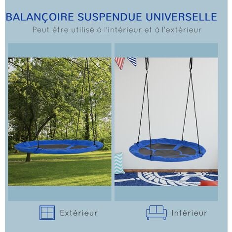 Balançoire nid d'oiseau ronde Ø 110 cm 4 anneaux inclus bleu