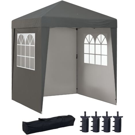 Outsunny – Tonnelle de jardin pliante pop-up 202x202cm – Toile Oxford anti-UV 30+ – 4 sacs de lestage – Sac de transport inclus (1/5)