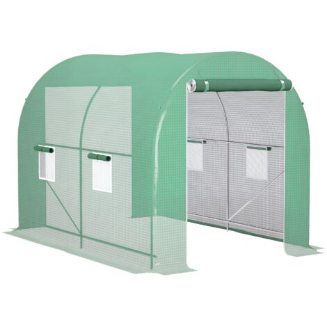 Outsunny – Serre tunnel 6 m² – Châssis tubulaire renforcé – Bâche anti-UV 140 g/m² – Dimensions 3 x 2 x 2,05 m (LxlxH) – Installation rapide
