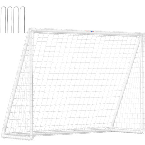 But de football futsal 240L x 90l x 180H cm – PVC renforcé blanc – Filet résistant aux intempéries – Assemblage rapide