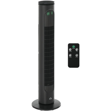 Ventilateur colonne tour oscillant 45 W silencieux télécommande incluse minuterie 3 modes 3 vitesses anthracite
