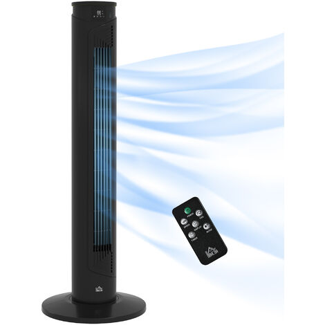 Ventilateur colonne tour oscillant 45 W silencieux télécommande incluse timer 4 modes 3 vitesses filtre noir