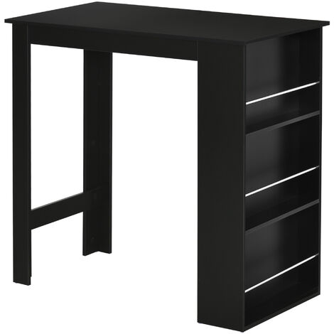 Homcom – Table haute mange-debout avec 3 étagères – Aspect bois noir – Dimensions 112L x 57l x 106H cm – Capacité 50 kg