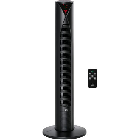 Ventilateur colonne tour oscillant 45 W silencieux télécommande incluse timer 4 modes 3 vitesses noir (1/5)