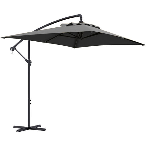 Outsunny – Parasol déporté 294x193x250cm – Tissu polyester 100% – Cadre acier thermolaqué – Ouverture manuelle avec manivelle – Ventilation supérieure