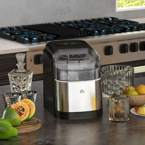 Machine à Glaçons HOMCOM Portable - 12kg/24h - Réservoir 1.8L - Noir - Idéale Fêtes Et Maison