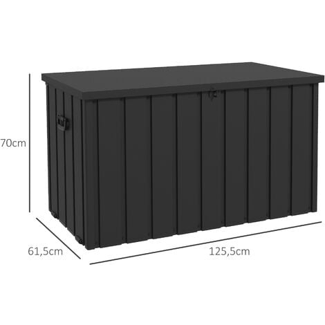 Coffre de rangement jardin capacité 450L - vérin à gaz, roulettes, poignée - acier PP anthracite