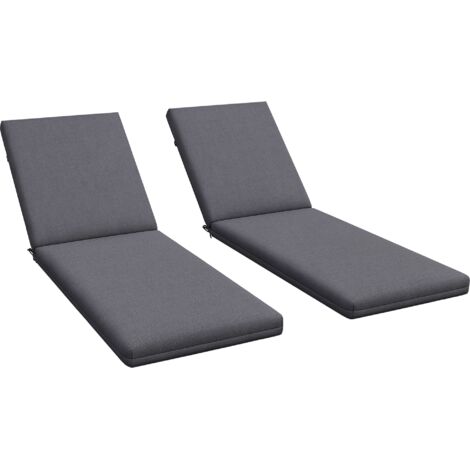 Lot de 2 matelas pour transat bain de soleil - dim. 190,5L x 58,4l x 7H cm - cordons d'attache - gris foncé